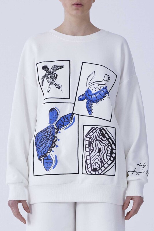 Desenli Kadın Sweatshirt Kemik 