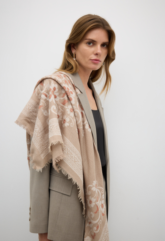 Yün Karışımlı Desenli Şal Standart Renk - Roman (1)