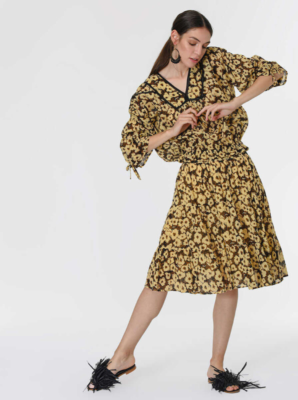 Desenli Siyah Etek Standart Renk - 3