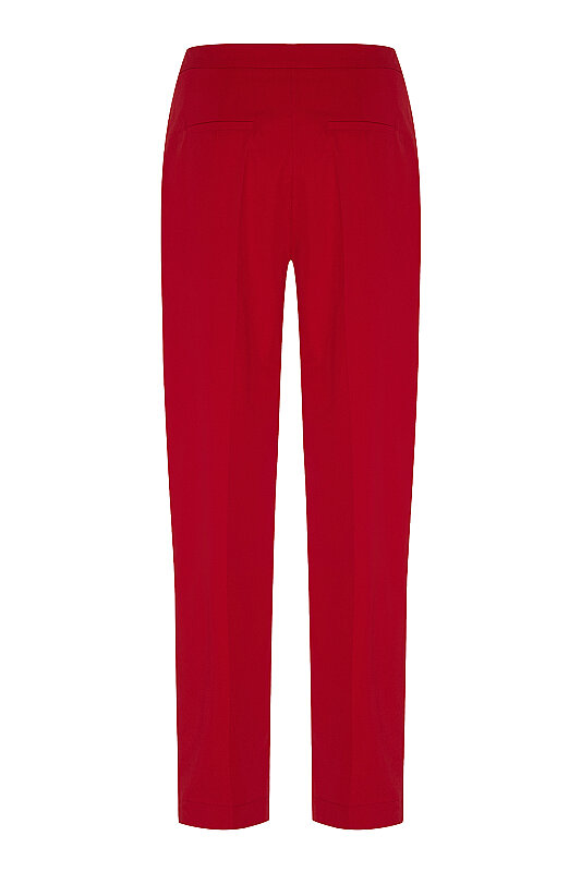 Dokuma Kumaş Düz Paça Pantolon Kırmızı - 3