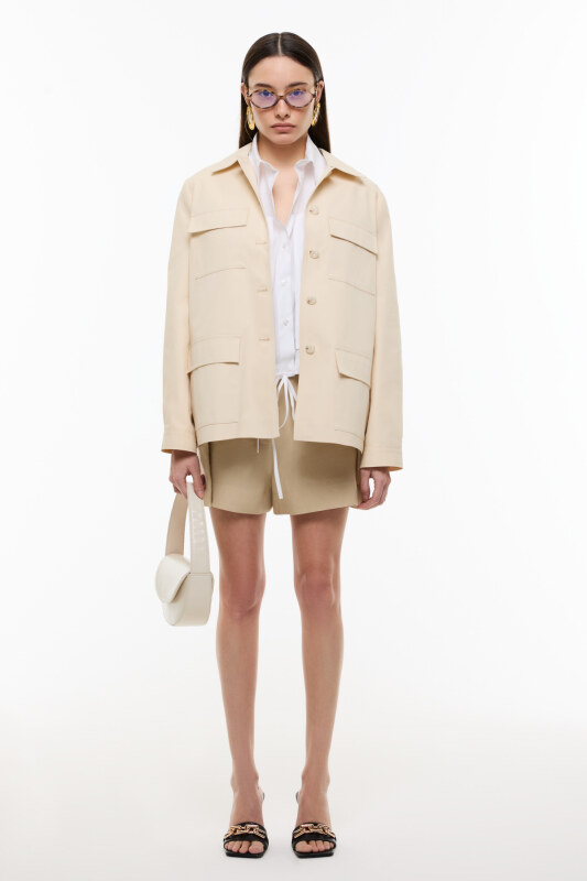 Dört Cepli Önü Düğmeli Ceket Bej - 3