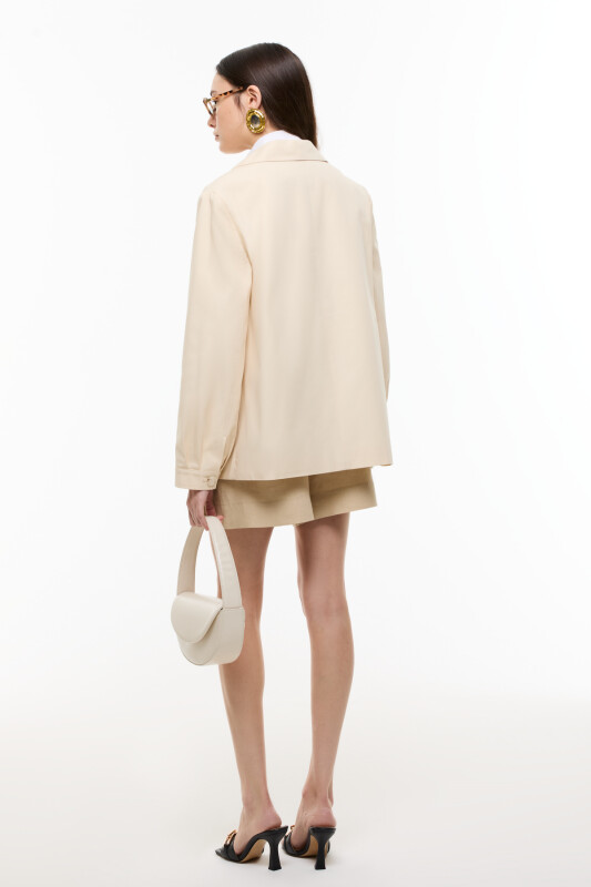 Dört Cepli Önü Düğmeli Ceket Bej - Roman (1)