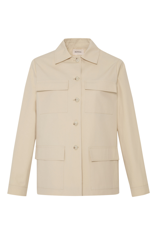 Dört Cepli Önü Düğmeli Ceket Bej - 4