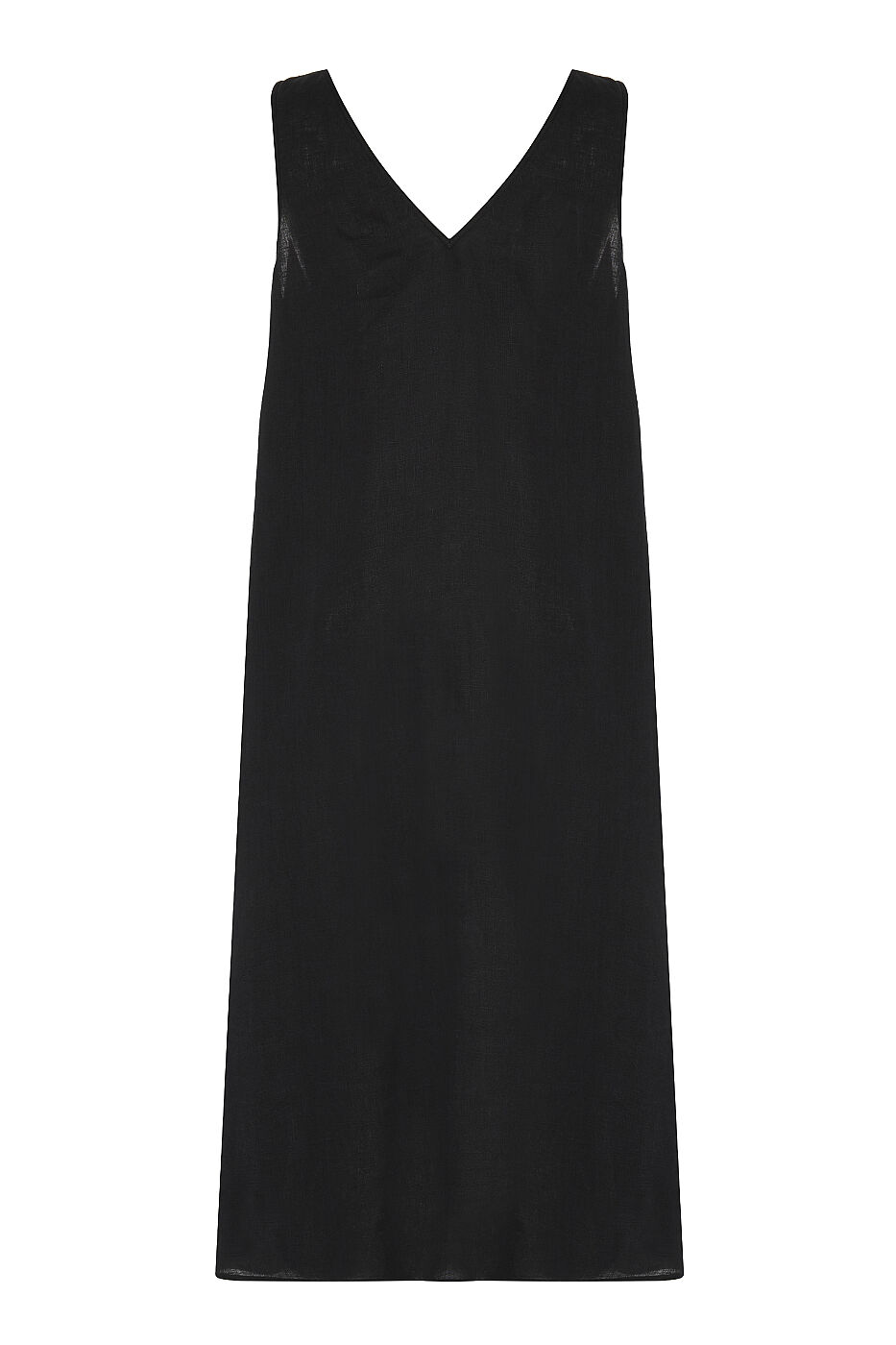 Drape Detaylı Keten Elbise Siyah - 4
