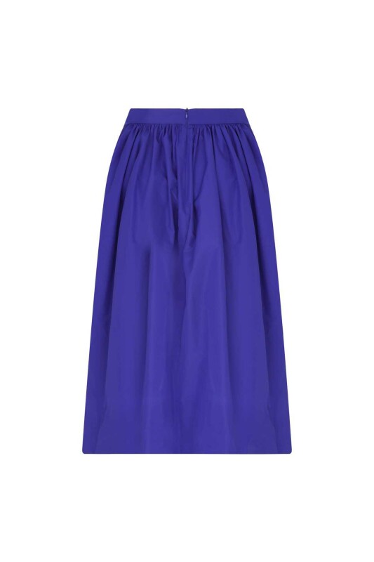  Drapeli Tafta Midi Etek Saks - 5