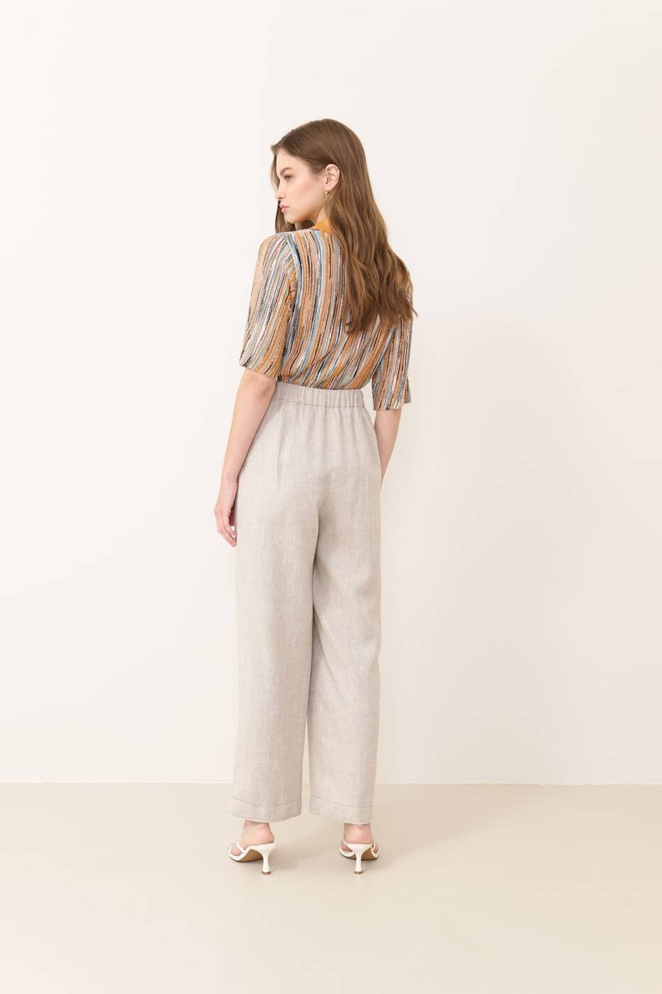 Duble Paça Keten Pantolon Naturel - 2