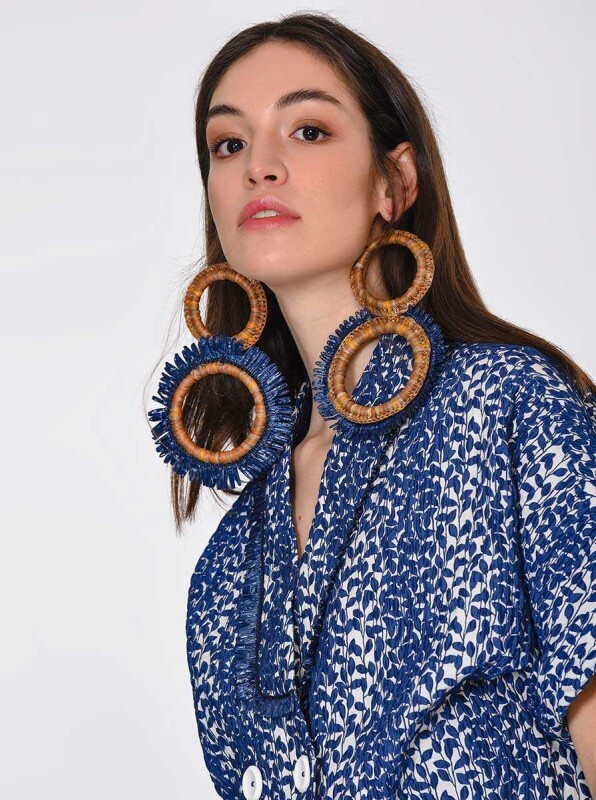 Düğme Detaylı Desenli Kadın Ceket Standart Renk - 3