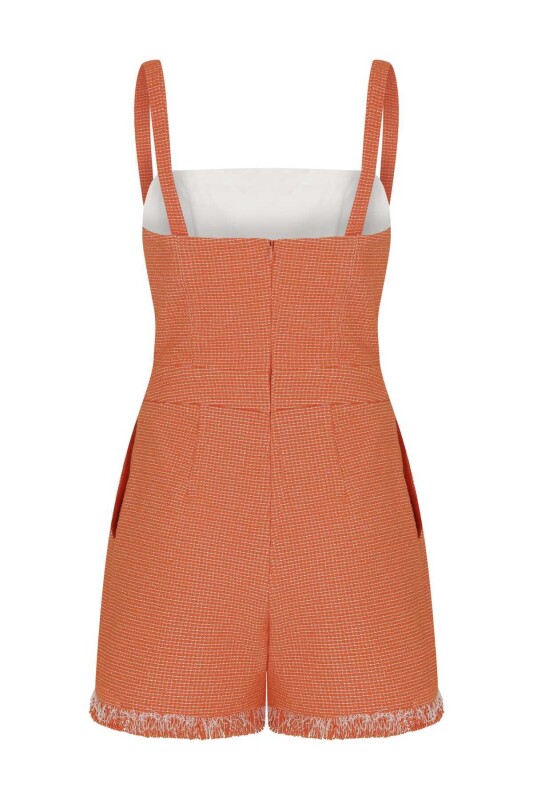 Düğmeli Desenli Kadın Tulum Standart Renk - 5