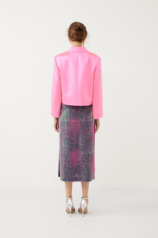 Saten Kruvaze Ceket Pembe - Roman (1)