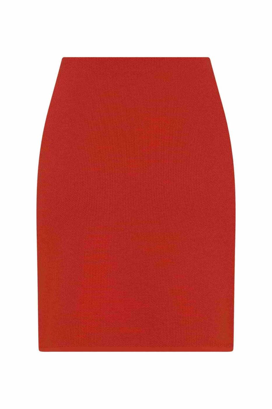 Düğmeli Mini Triko Etek Oranj - 5