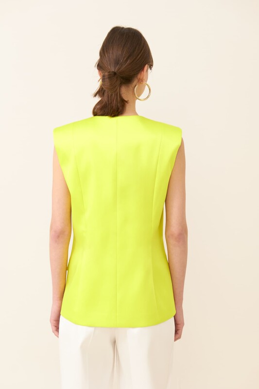 Düğmeli Saten Yelek Sarı - Roman (1)