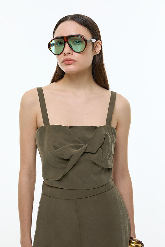 Düğüm Görünümlü Askılı Büstiyer Haki - Roman