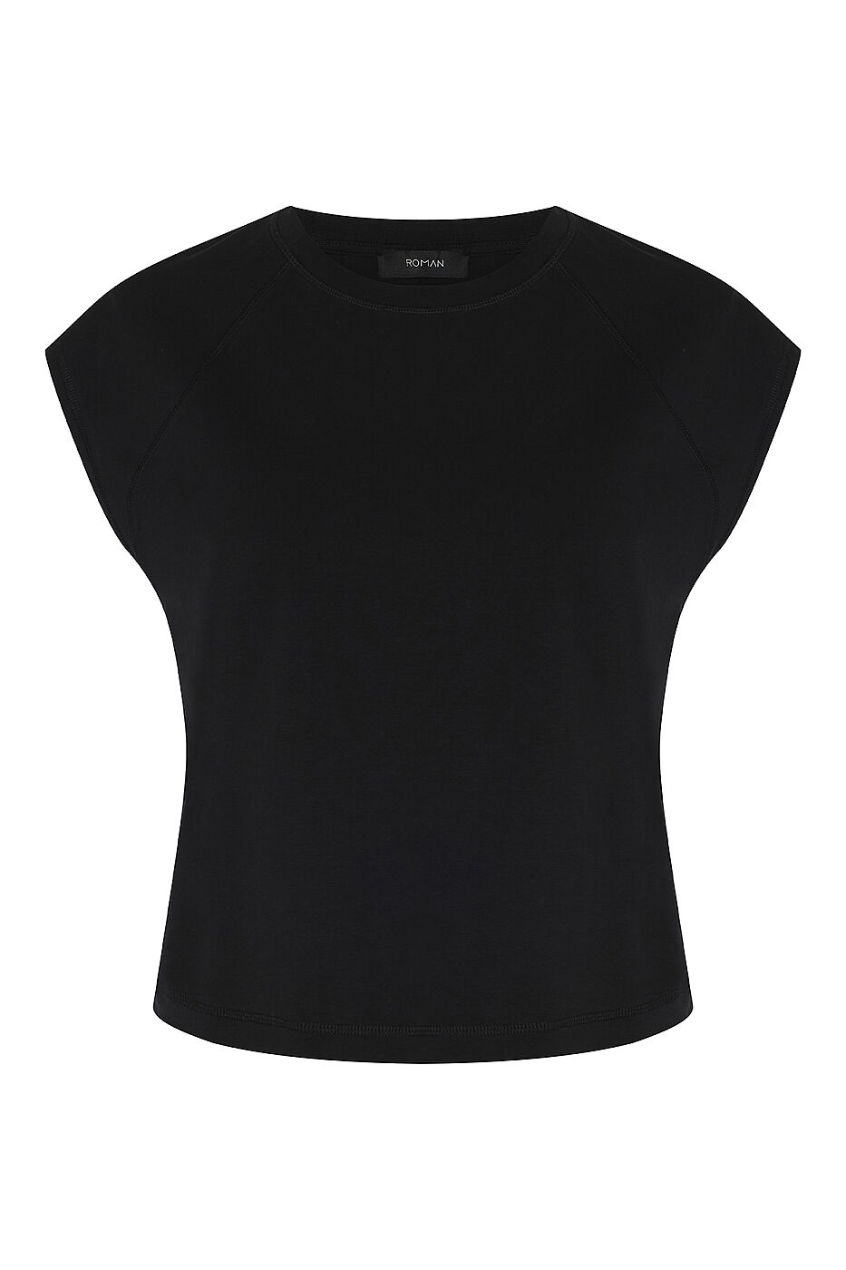 Düşük Omuz Bisiklet Yaka T-shirt Siyah - 4