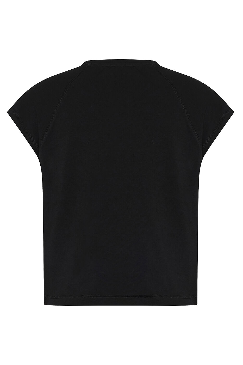 Düşük Omuz Bisiklet Yaka T-shirt Siyah - 5