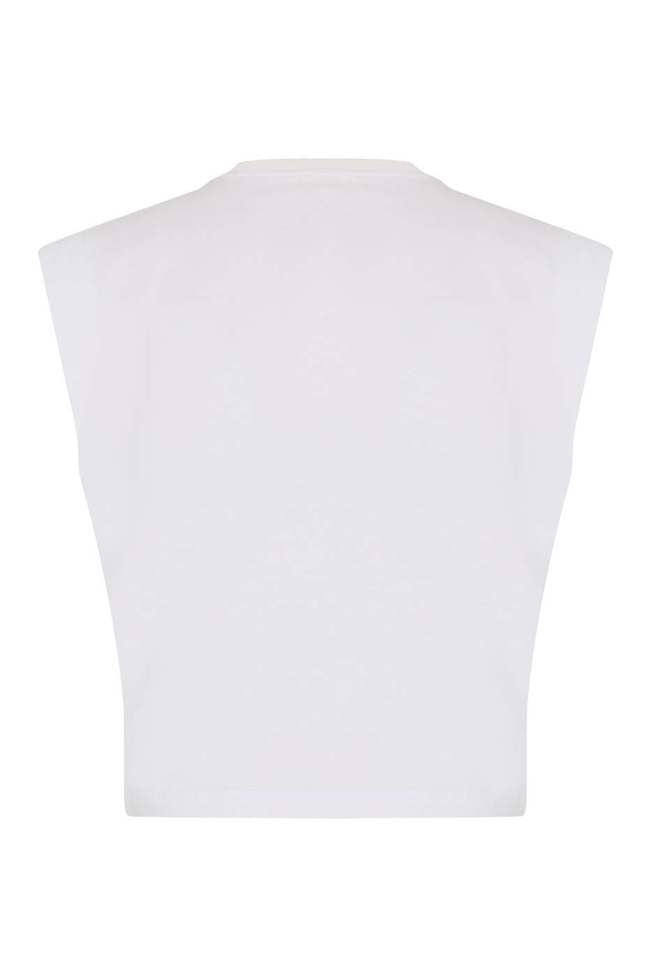 Düşük Omuz Ribana Yakalı Örme T-shirt Beyaz - 6