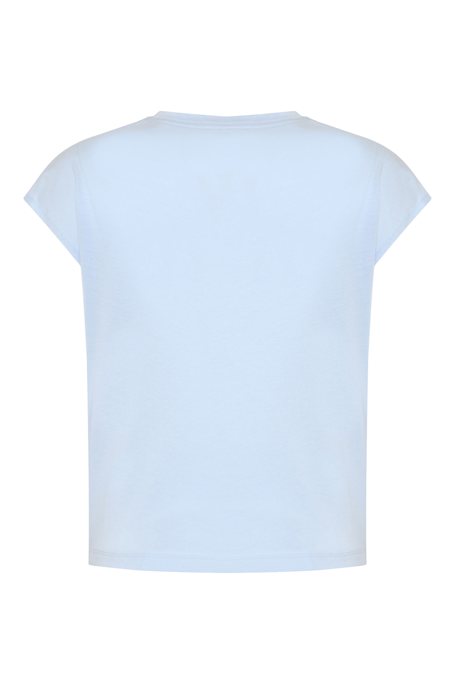 Düşük Omuzlu Bisiklet Yaka T-shirt Mavi - 6