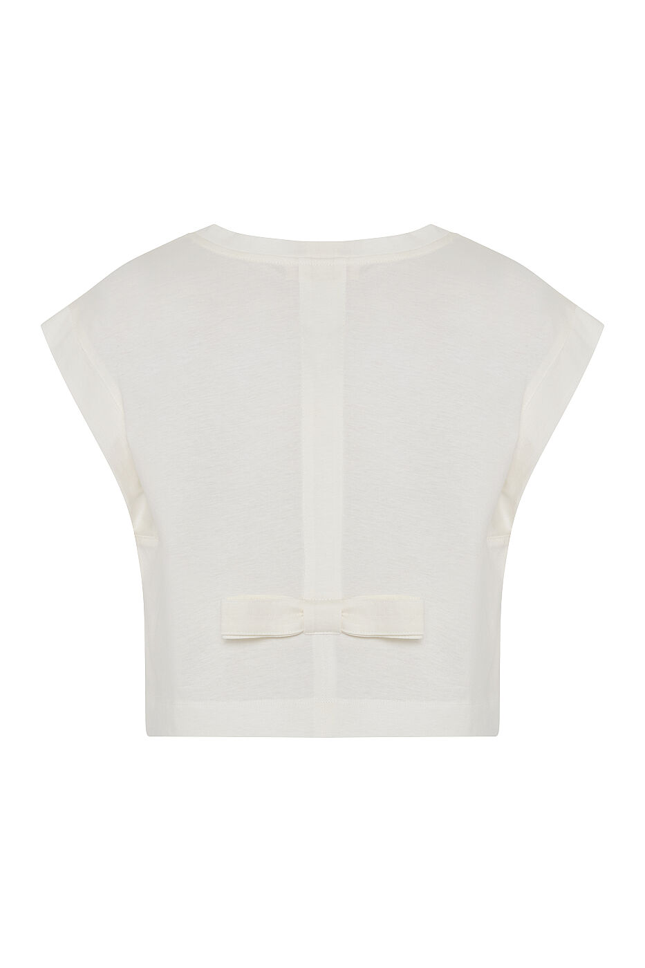 Düşük Omuzlu Crop T-Shirt Ekru - 4