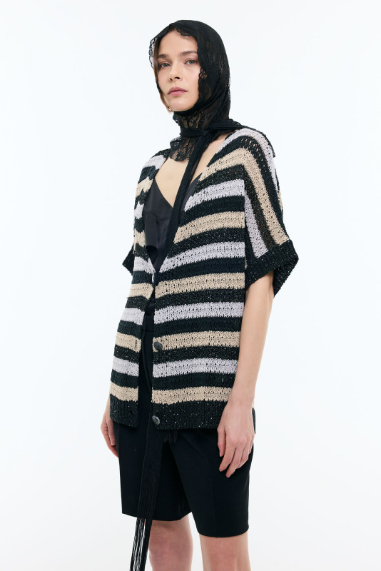 Low Shoulder Knitwear Cardigan Mixed - 3