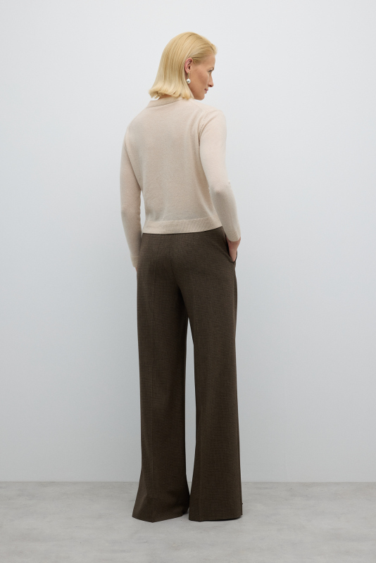 Düz Geniş Paça Pantolon Kahve - 2