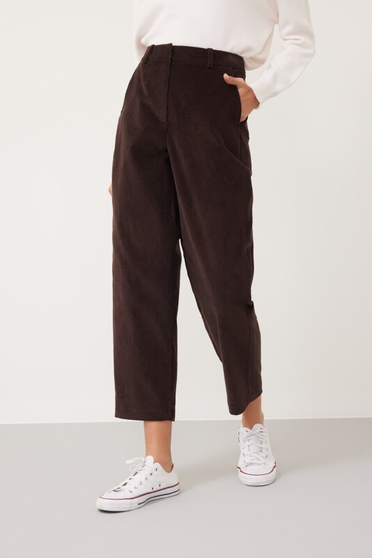 Düz Paça Kadife Pantolon Kahve - 3
