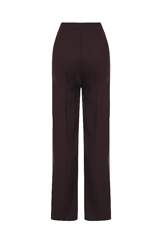 Düz Paça Pantolon Bordo - 5
