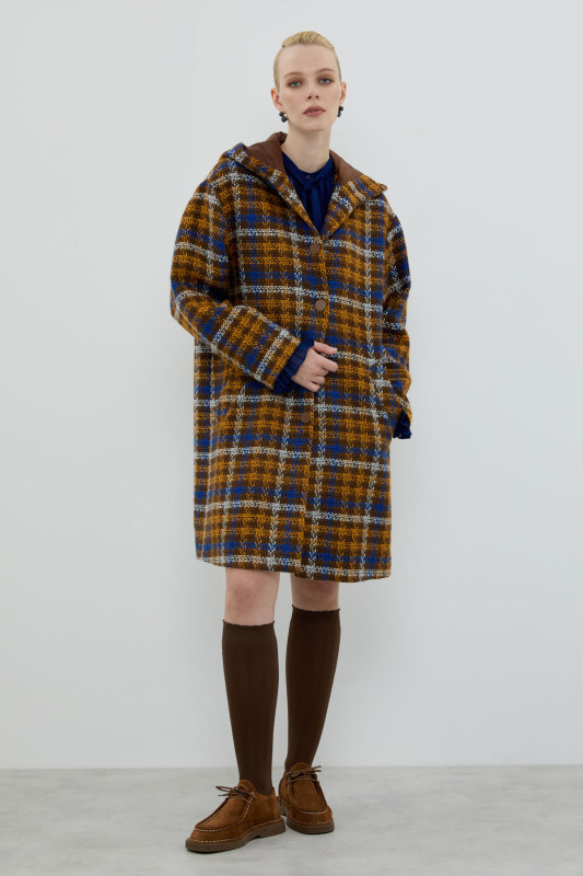 Ekose Tüvit Kapüşonlu Kaban Standart Renk - 3