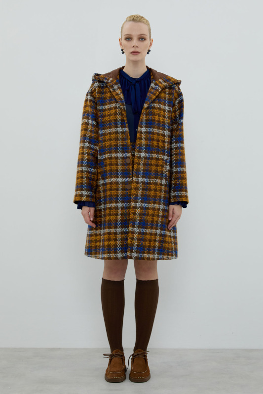 Ekose Tüvit Kapüşonlu Kaban Standart Renk - 1