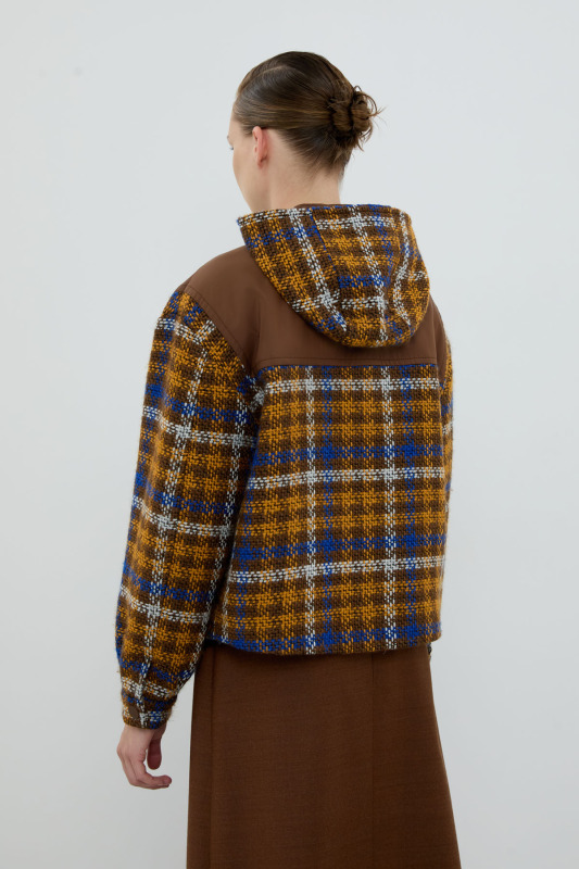 Ekose Tüvit Kapüşonlu Mont Standart Renk - 2