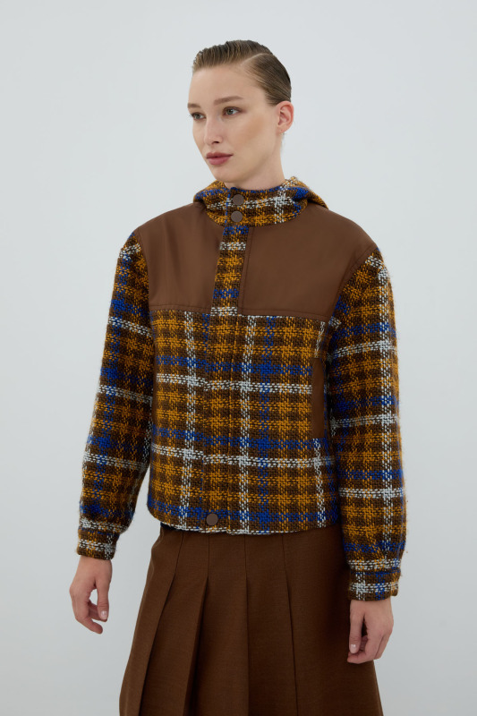 Ekose Tüvit Kapüşonlu Mont Standart Renk - 3