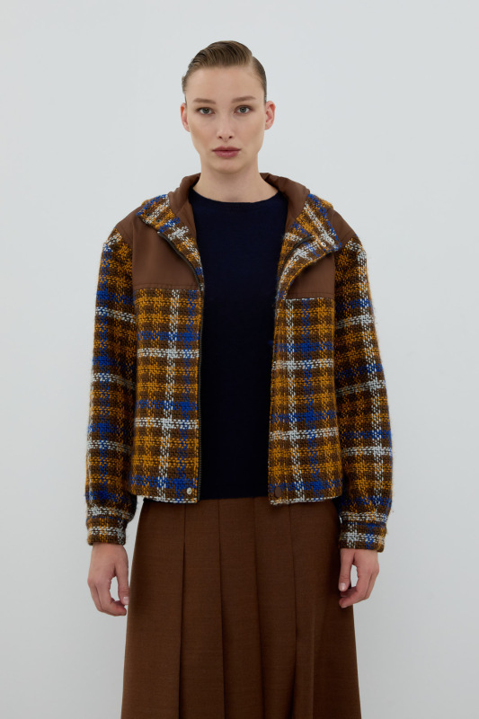 Ekose Tüvit Kapüşonlu Mont Standart Renk - 1