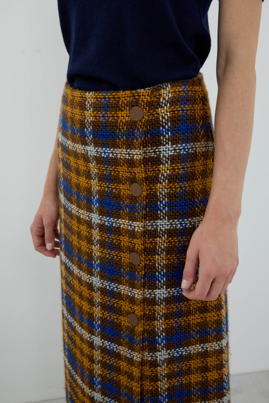 Ekose Tüvit Midi Boy Etek Standart Renk - 3