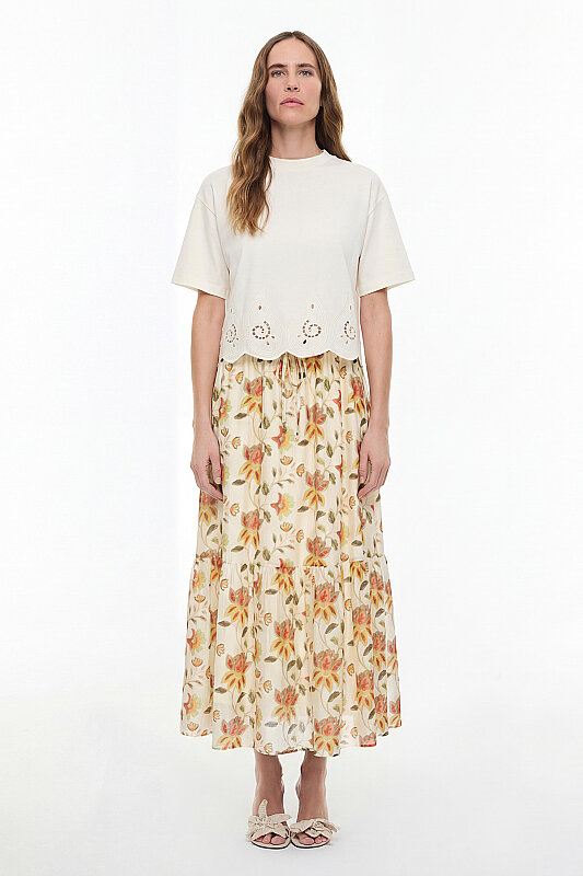 Nakışlı T-shirt Ekru - 3