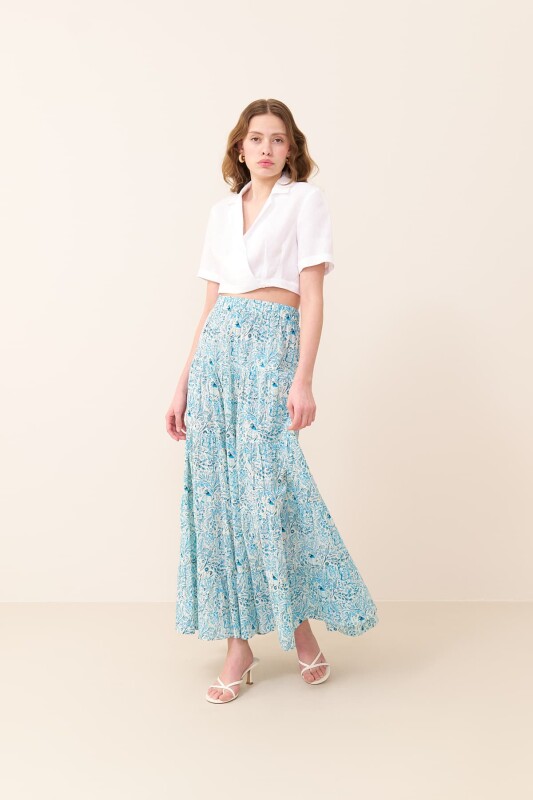 Erkek Yaka Kruvaze Keten Crop Beyaz - 3