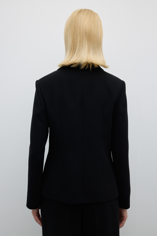 Erkek Yaka Zincir İşlemeli Ceket Siyah - 2