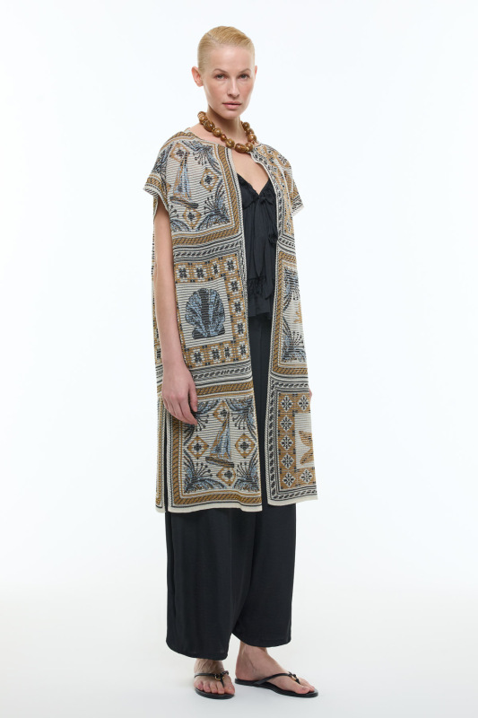 Etnik Desenli Triko Kimono Standart Renk - 3