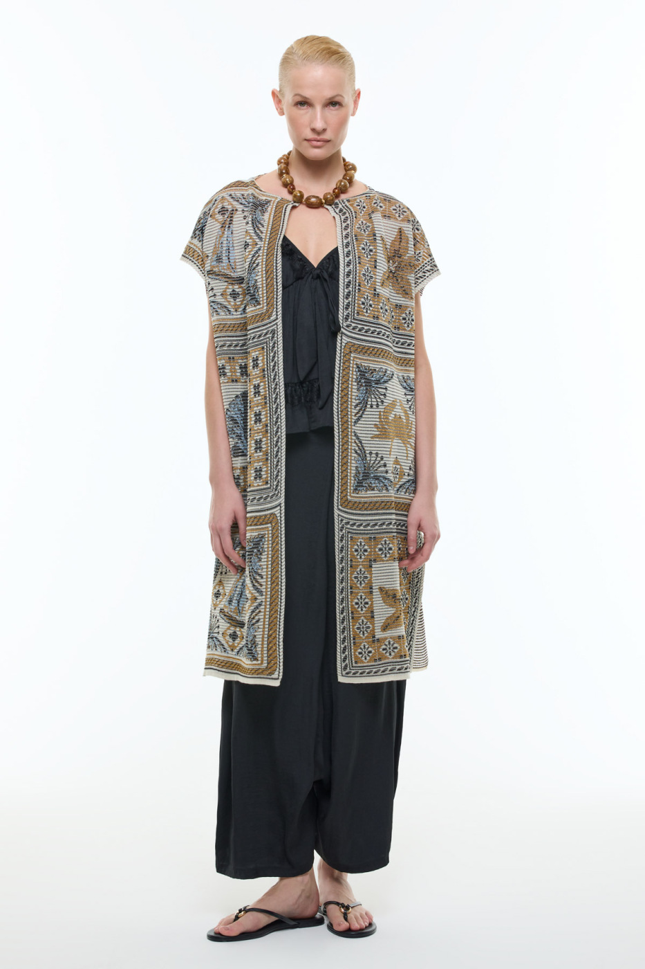 Etnik Desenli Triko Kimono Standart Renk - 1