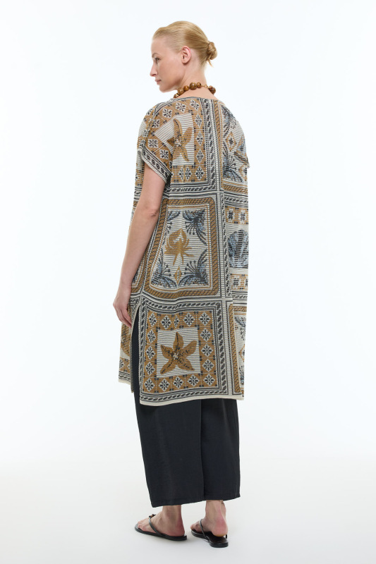 Etnik Desenli Triko Kimono Standart Renk - Roman (1)