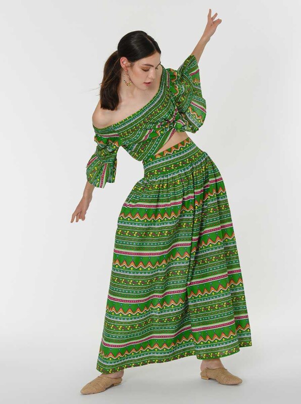 Etnik Desenli Uzun Etek Standart Renk - 3