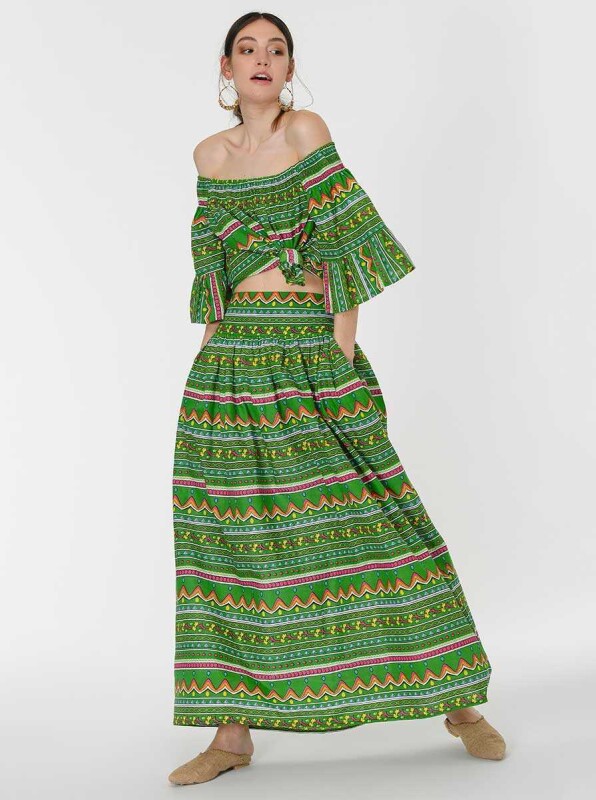 Etnik Desenli Uzun Etek Standart Renk - 4