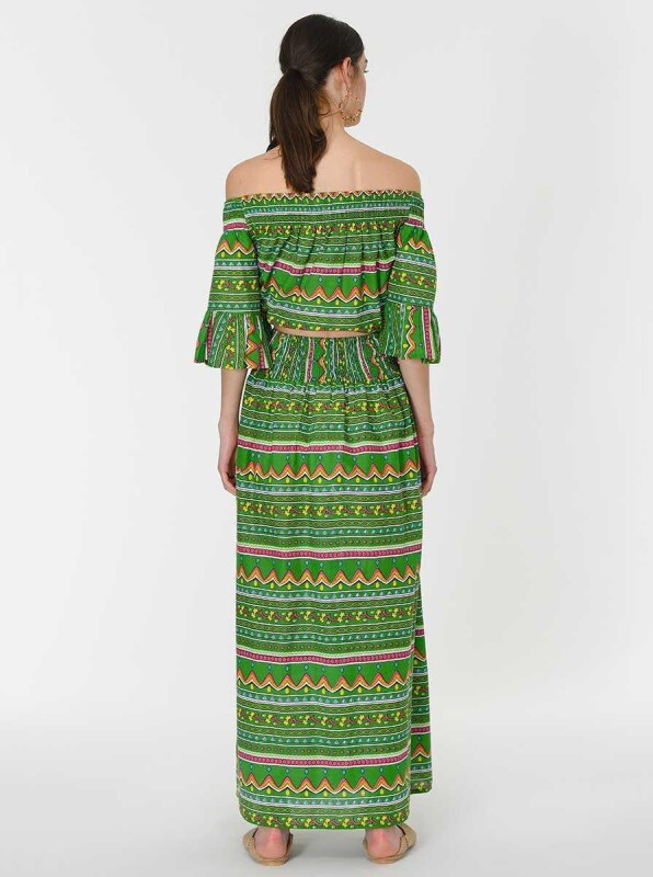 Etnik Desenli Uzun Etek Standart Renk - 2