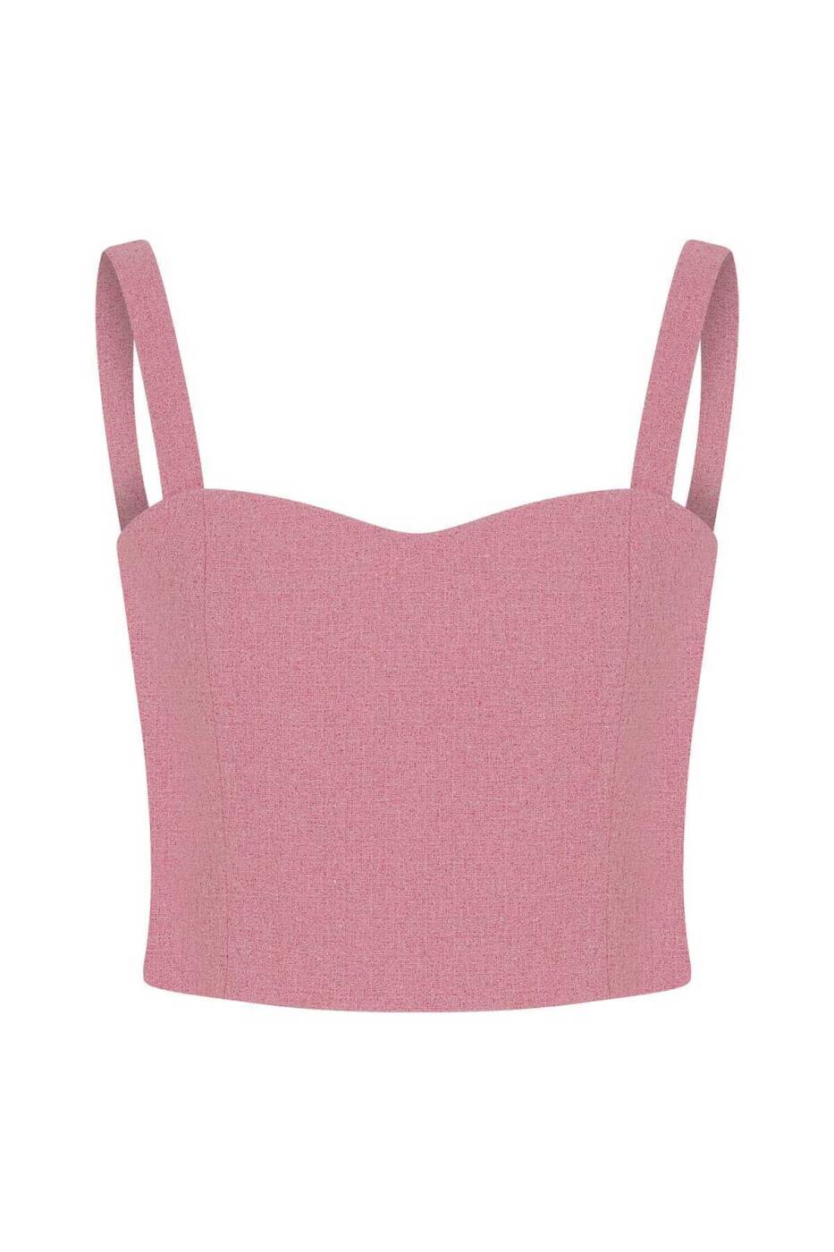 Fermuar Detaylı Askılı Bluz Pembe - 4