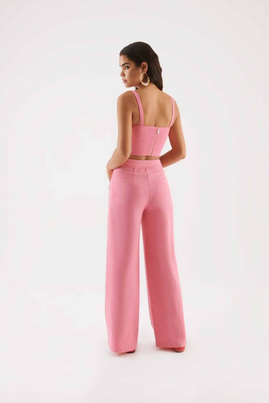Fermuar Detaylı Askılı Bluz Pembe - 2