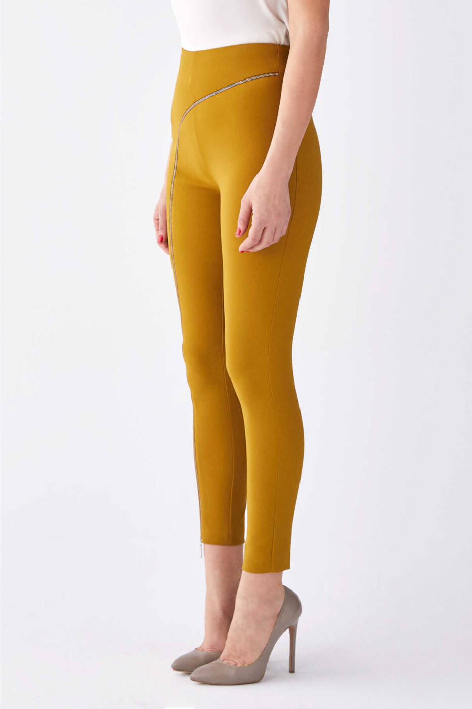 Fermuar Detaylı Kadın Pantolon Olive - 3