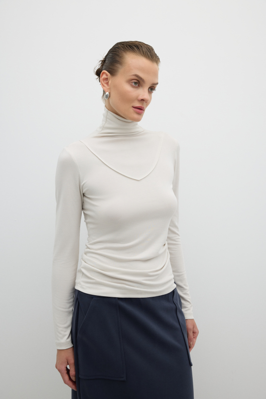 Fermuar Detaylı Yarım Balıkçı Bluz Taş - 1