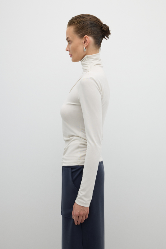 Fermuar Detaylı Yarım Balıkçı Bluz Taş - 4