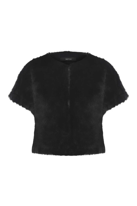  Fermuar Detaylı Yelek Siyah - 4