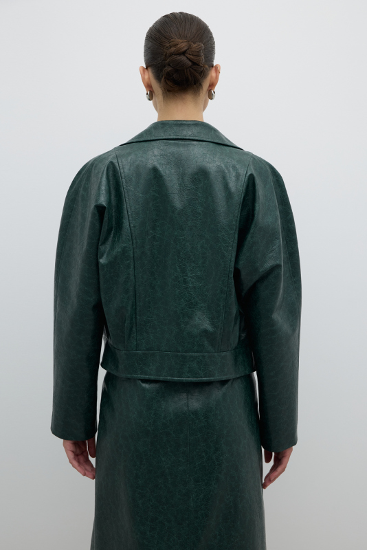 Fermuar ve Çıtçıt Detaylı Kruvaze Ceket Yeşil - Roman (1)