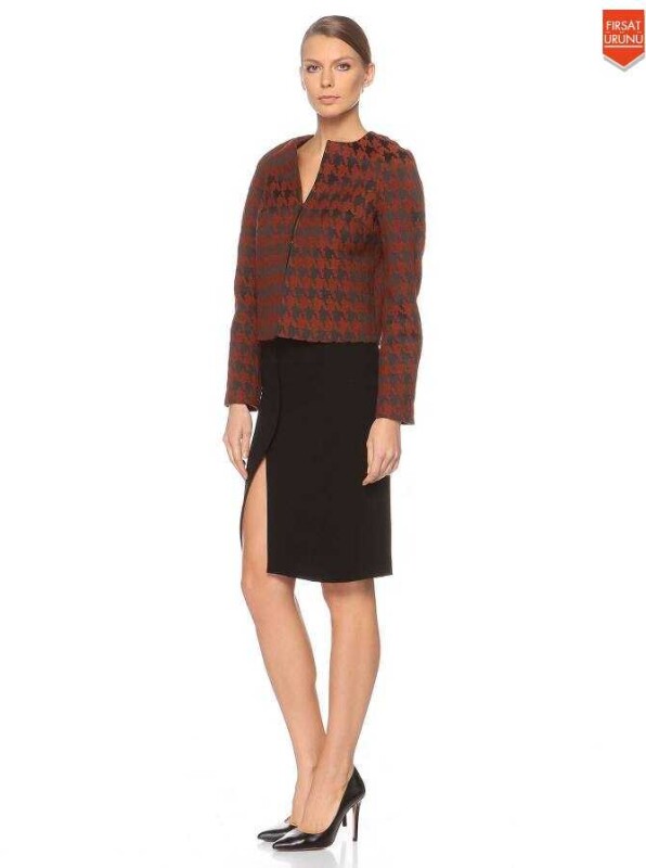  Fermuarlı Desenli Kadın Ceket Kiremit - 3