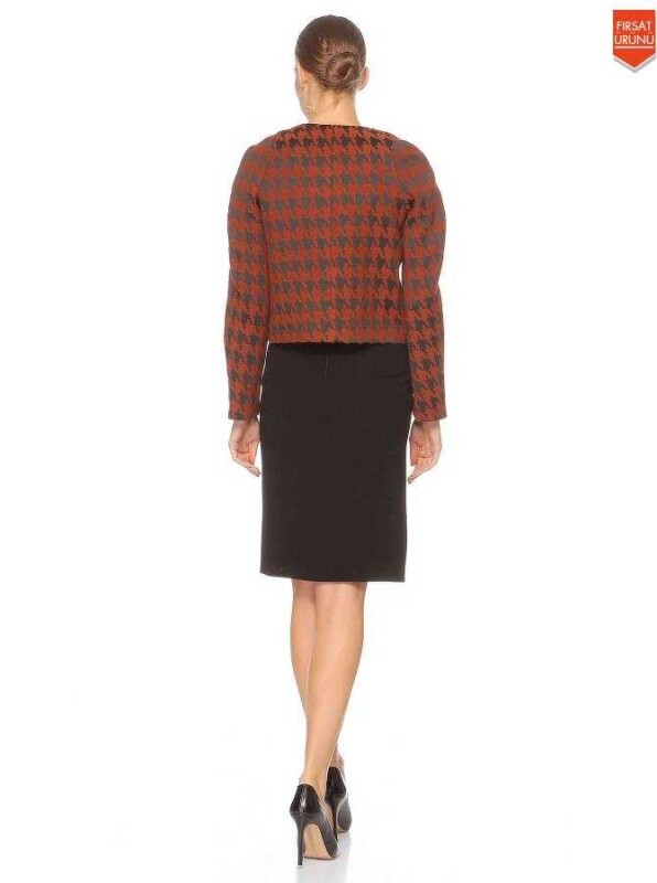  Fermuarlı Desenli Kadın Ceket Kiremit - 2