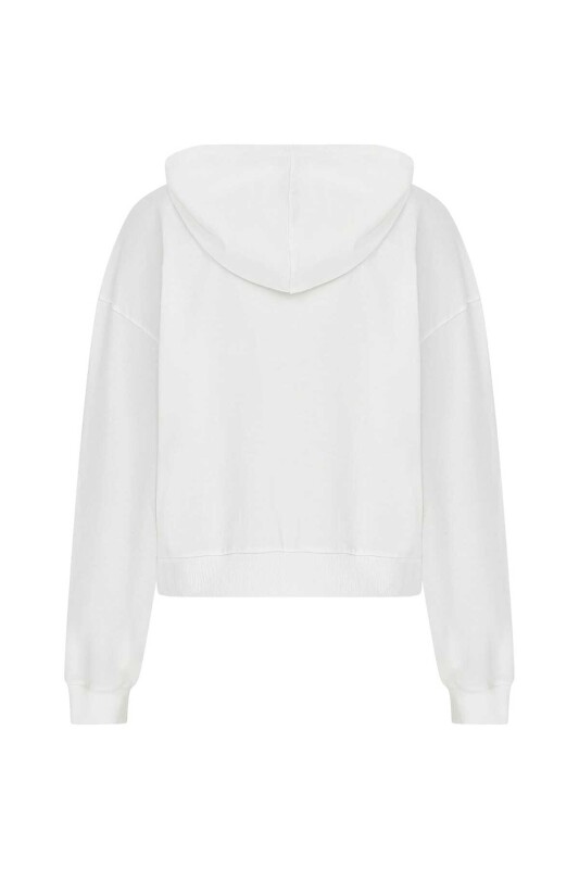  Fermuarlı Desenli Sweatshirt Ekru - 5